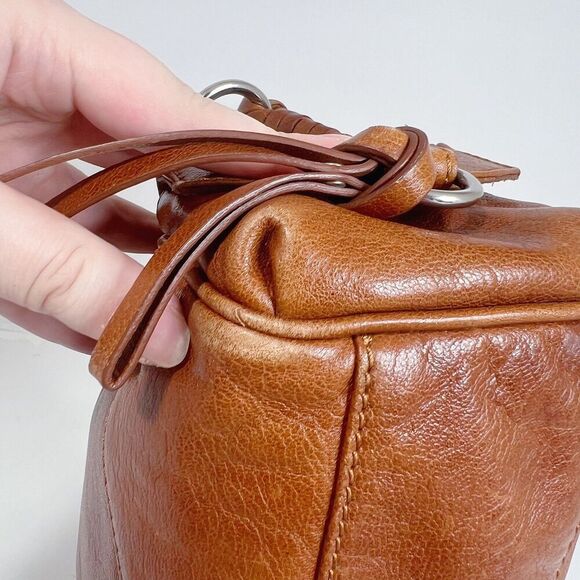 Francesco Biasia Brown Leather Hook & Loop Shoulder Bag Handbag Purse - Picture 10 of 10